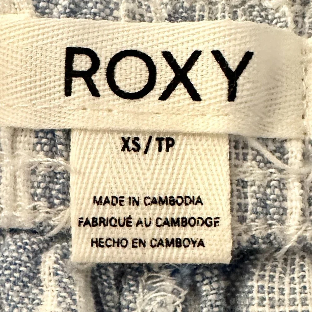 Roxy Women's Linen Blend Cargo Pant Size XS Blue Cottagecore Coastal Boho (NEW)